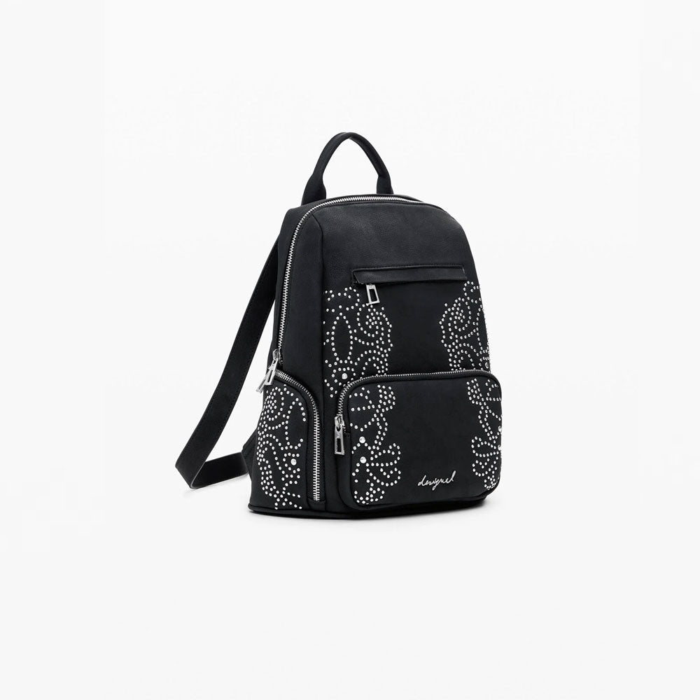 Desigual Zaino Piccolo con Tasche e Borchie Colore Nero 2