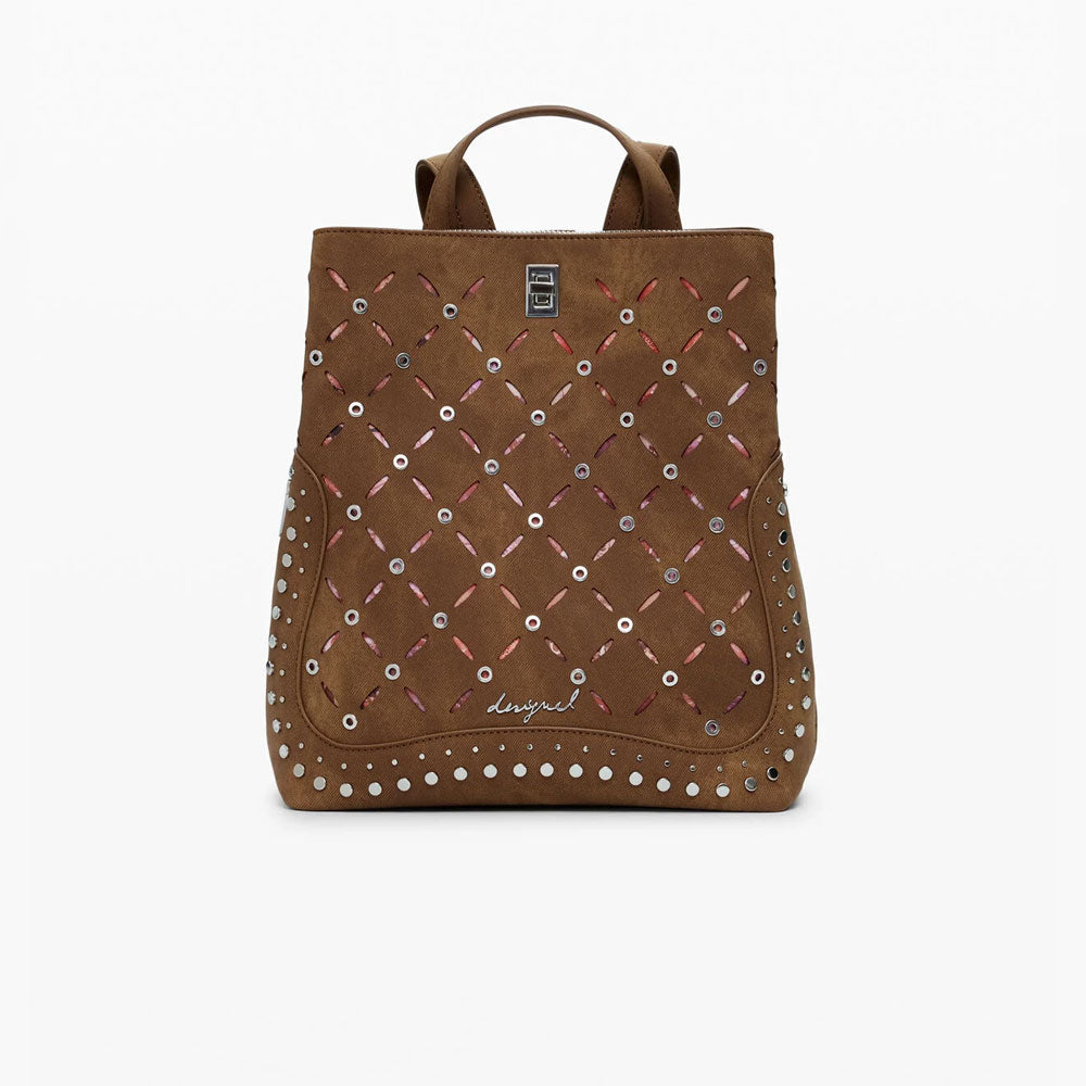 Desigual Zaino Traforato con Borchie Piccolo Colore Marrone