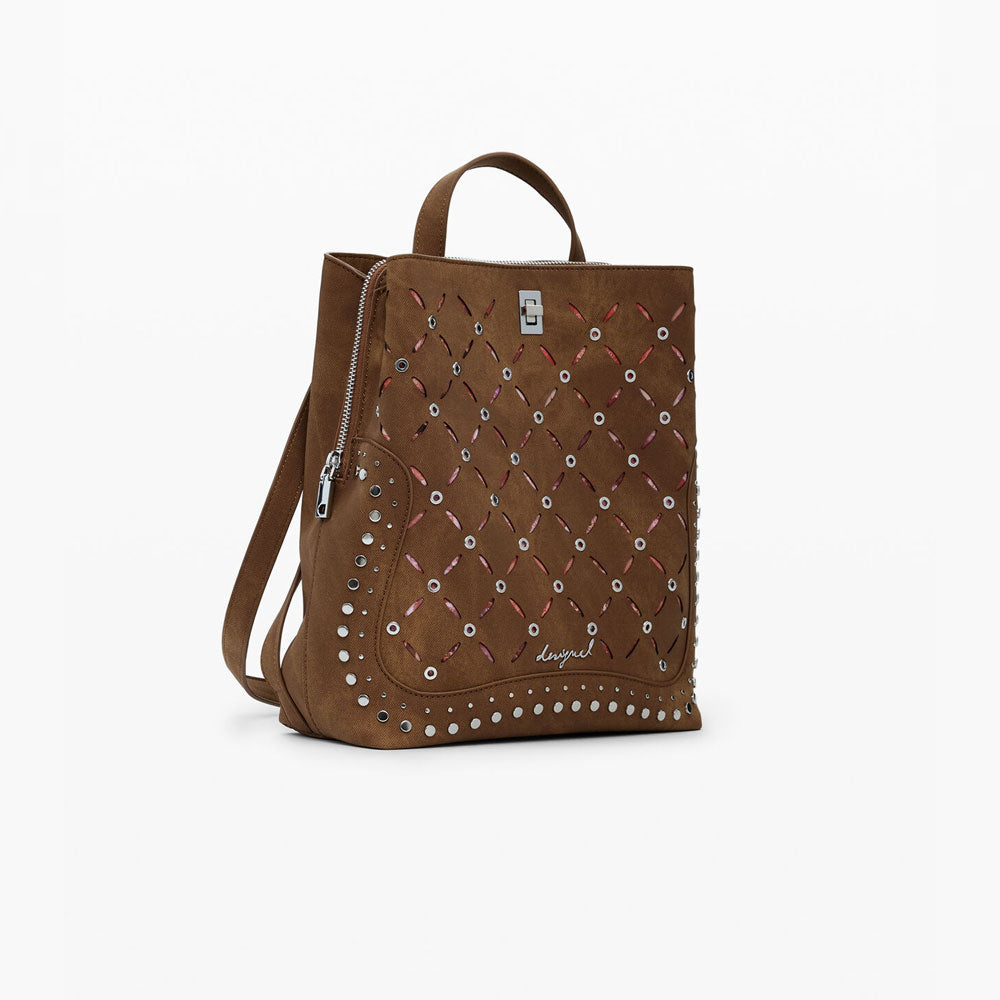 Desigual Zaino Traforato con Borchie Piccolo Colore Marrone 2