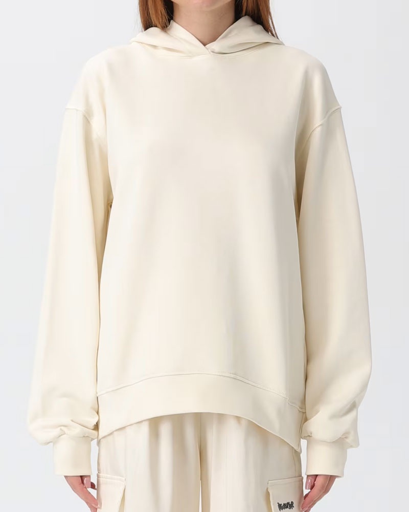 Disclaimer Felpa con Cappuccio in Cotone da Donna Colore Latte