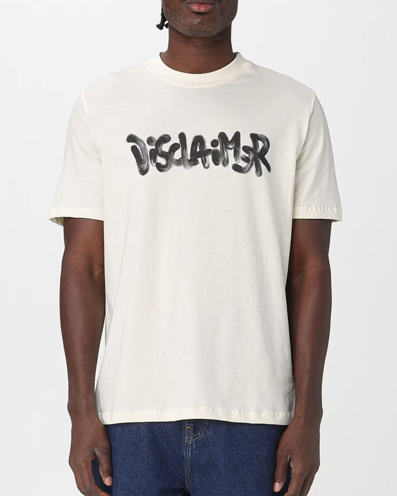 Disclaimer T-Shirt con Logo in Cotone da Uomo Colore Latte