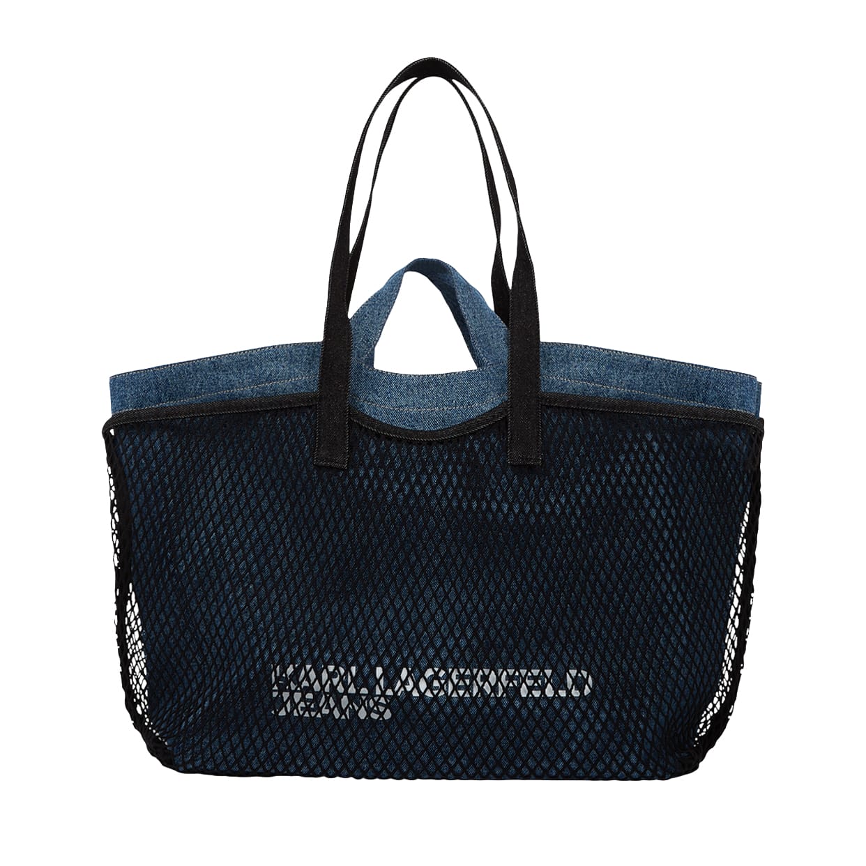Double Mesh Denim Shopper Washed Mid Blue
