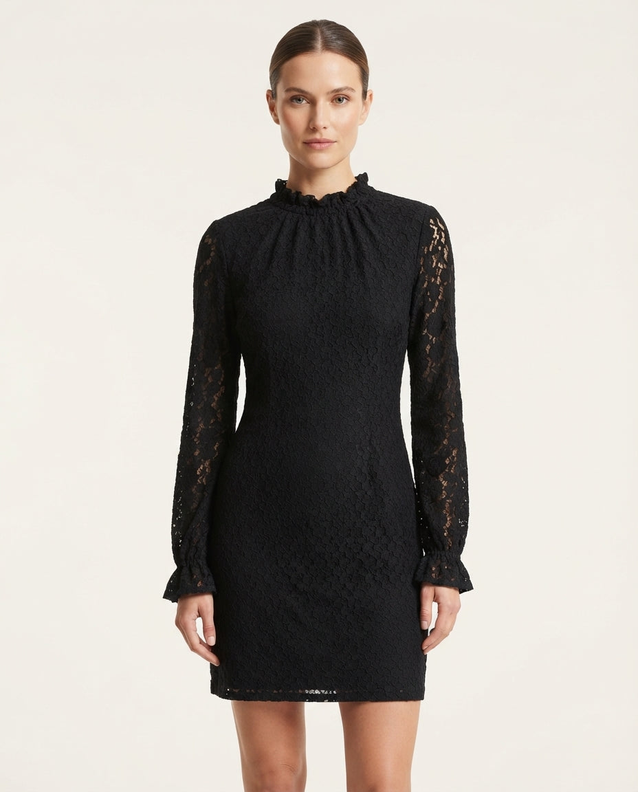Eco Abito Corto in Pizzo Colore Nero