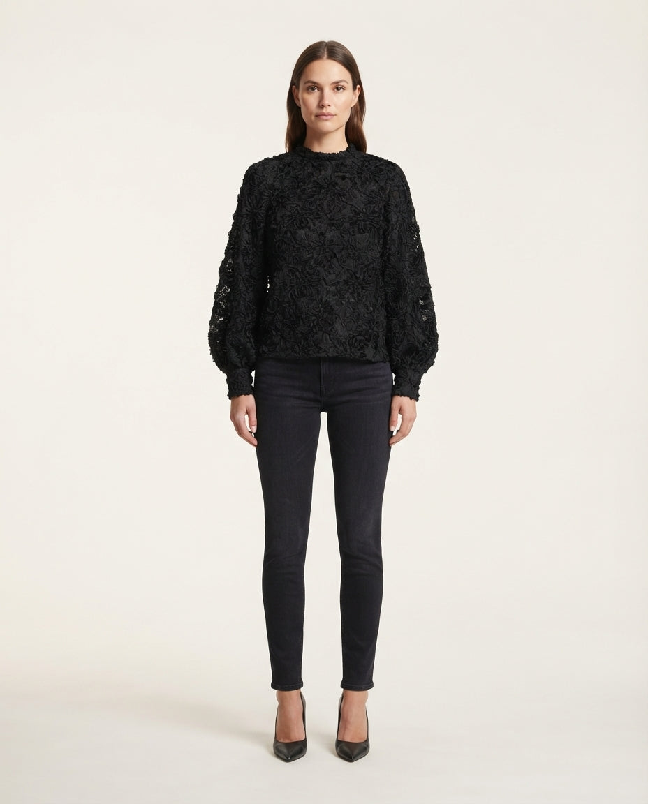Eco Blusa Donna in Pizzo Colore Nero
