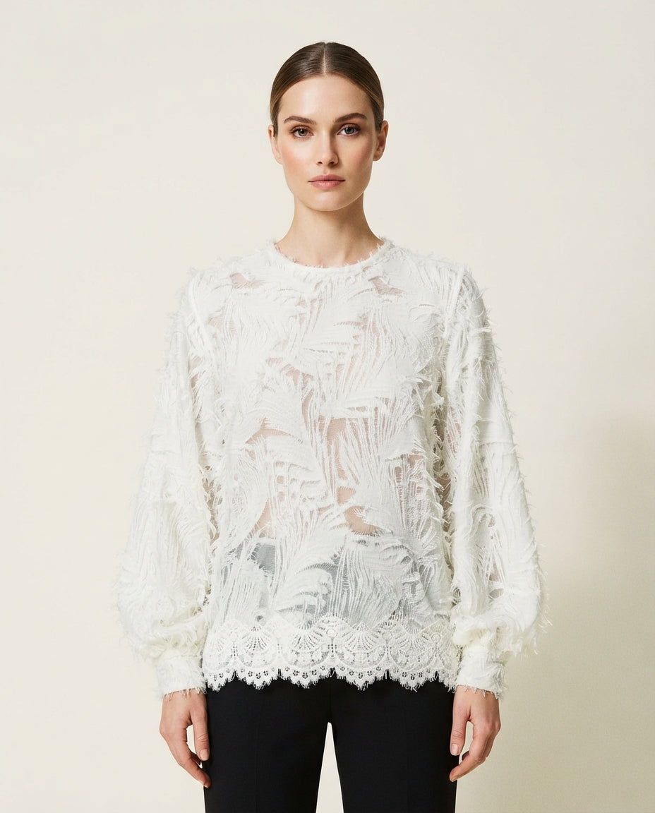 Eco Blusa in Pizzo Colore Burro