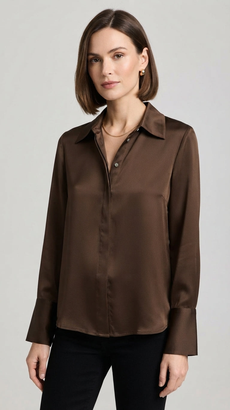 Eco Camicia Satinata Colore Moro