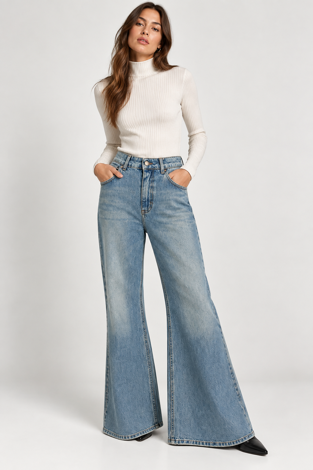 Eco Jeans Wide Leg Colore Denim Chiaro