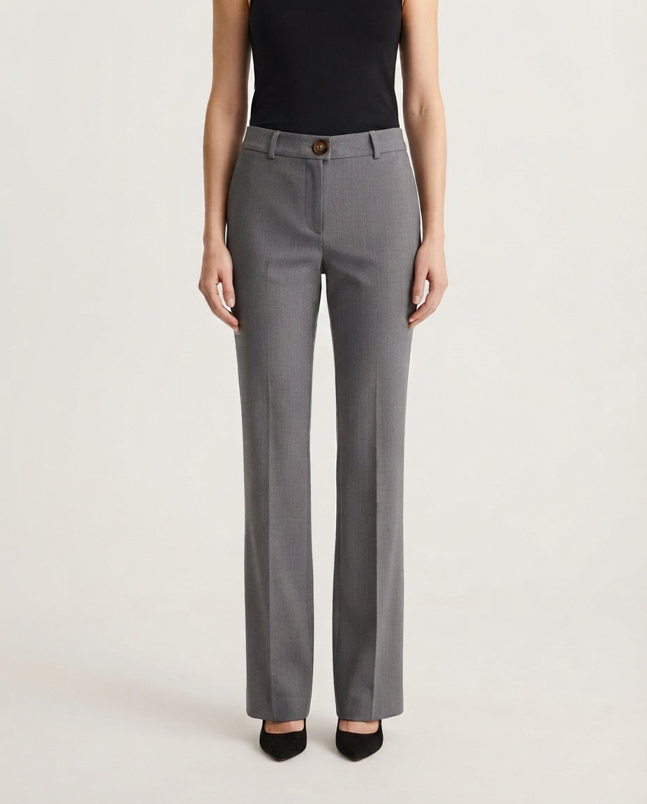 Eco Pantalone Donna Sartoriale a Gamba Dritta Colore Grigio