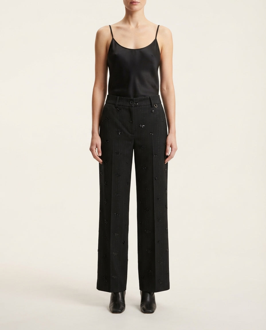 Eco Pantalone Donna  con Applicazioni Colore Nero