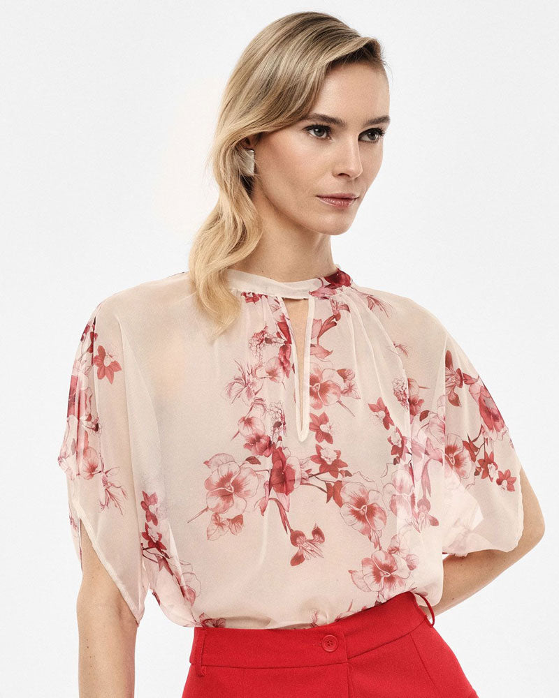 Imperial Top Fluido Stampa Floreale Manica Corta
