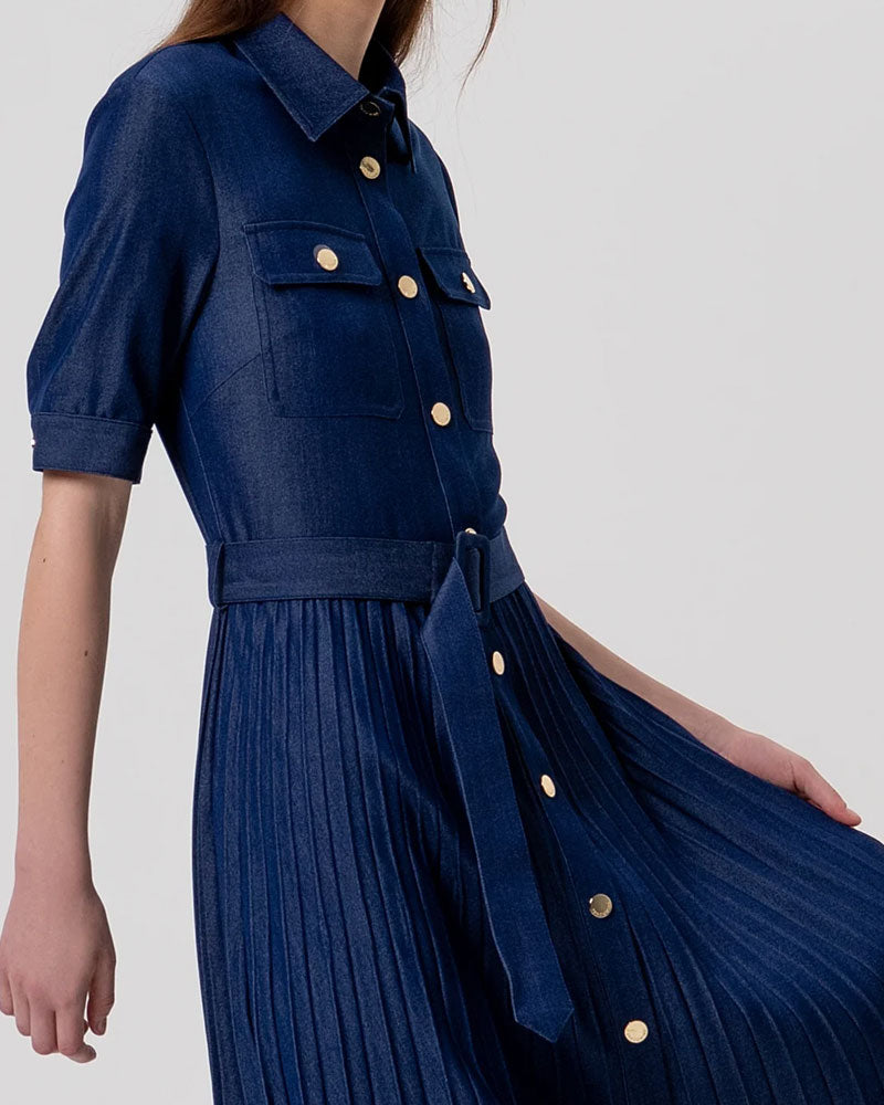 Fracomina Abito Regular Modello Chemisier Midi Colore Blu Scuro