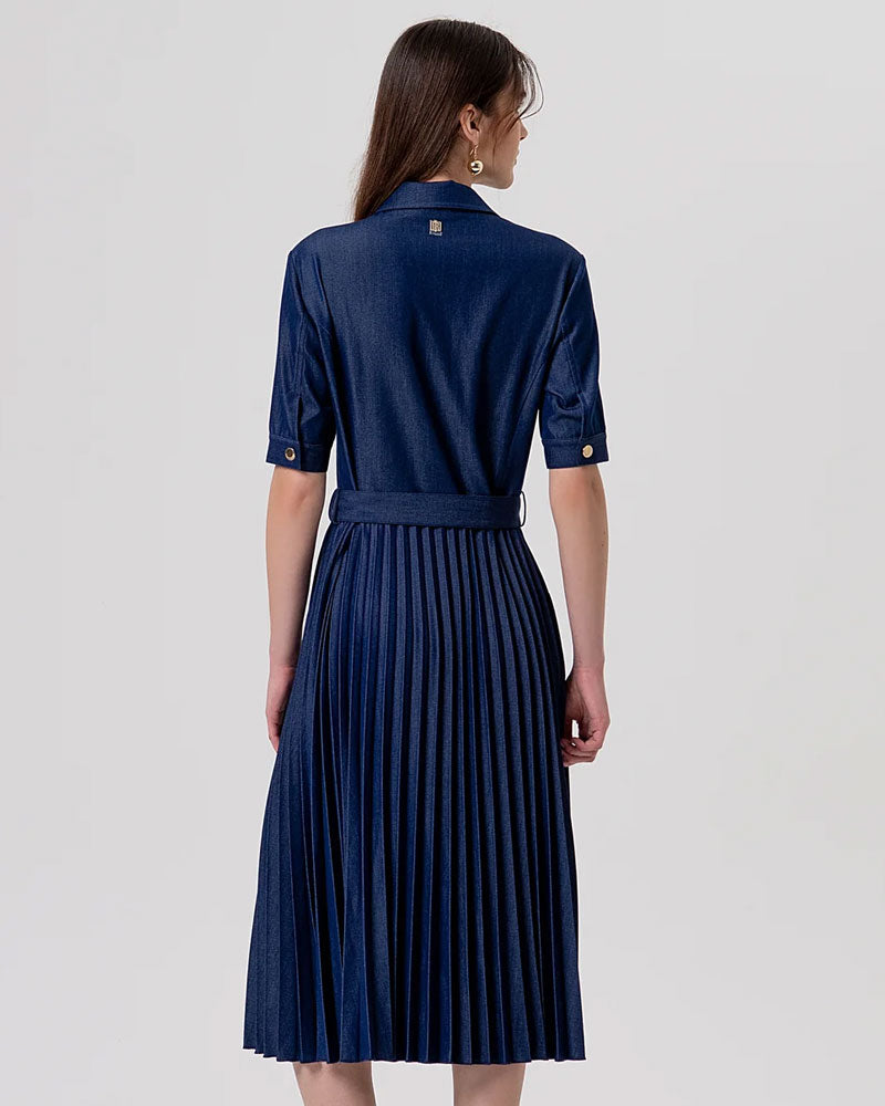 Fracomina Abito Regular Modello Chemisier Midi Colore Blu Scuro