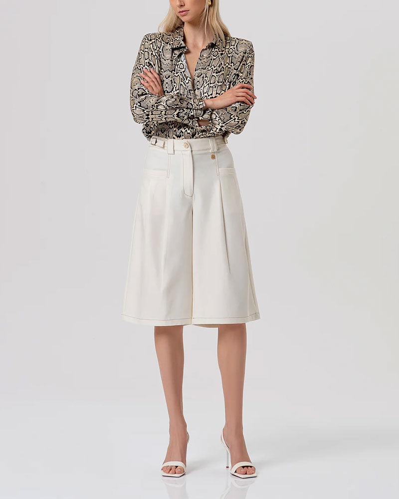 Fracomina Bermuda Flare con Pences Colore Crema