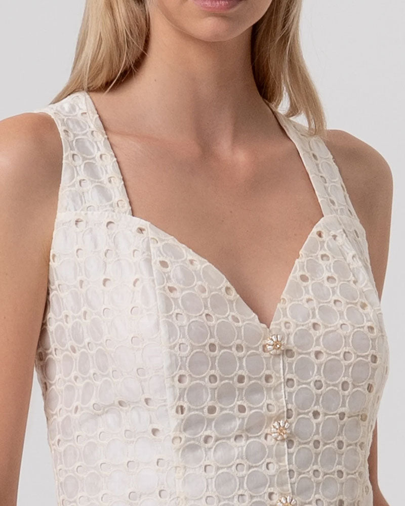 Fracomina Gilet Slim in Pizzo San Gallo Colore Bianco