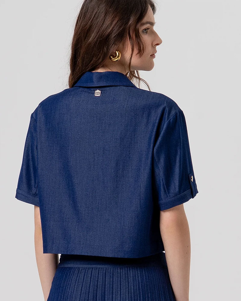 Fracomina Polo Regular con Bottoni Metallici Colore Blu Scuro