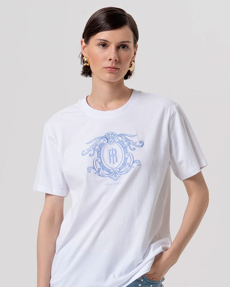 Fracomina T-Shirt Over in Jersey di Cotone Colore Bianco