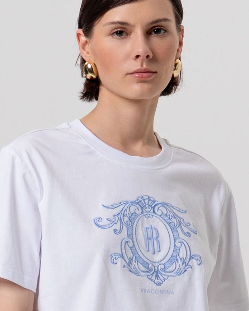Fracomina T-Shirt Over in Jersey di Cotone Colore Bianco