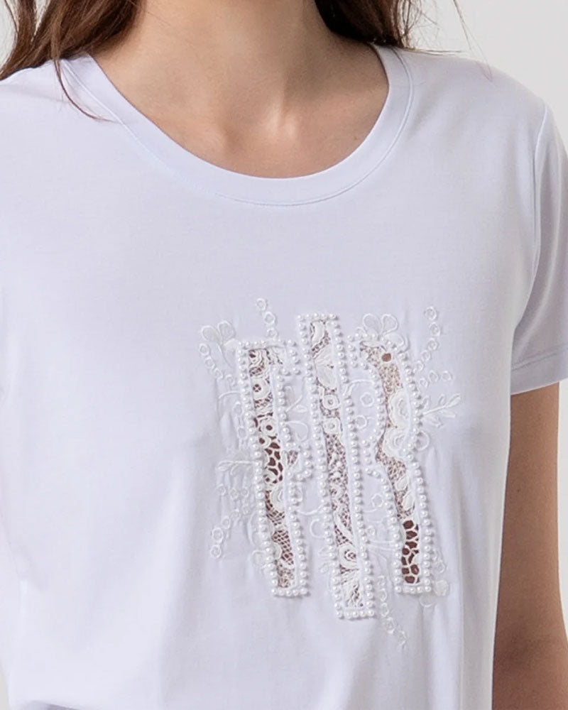 Fracomina T-Shirt Regular in Jersey da Donna Colore Bianco