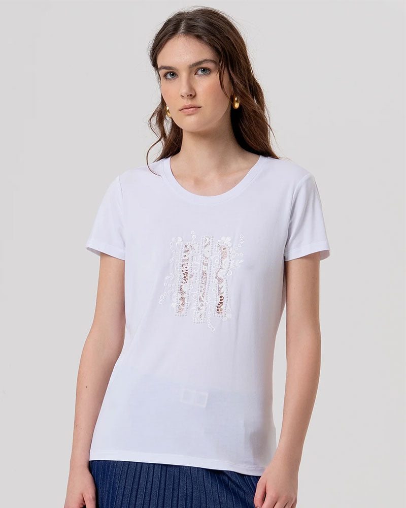 Fracomina T-Shirt Regular in Jersey da Donna Colore Bianco