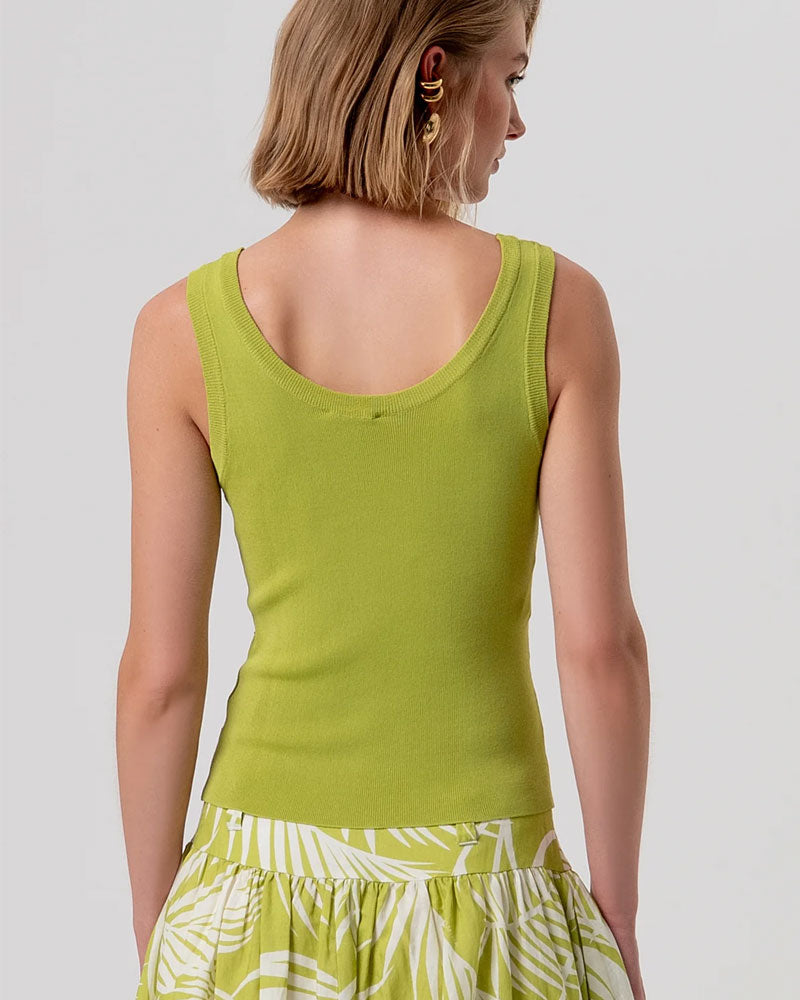 Fracomina Top Slim Senza Maniche in Maglia Colore Verde