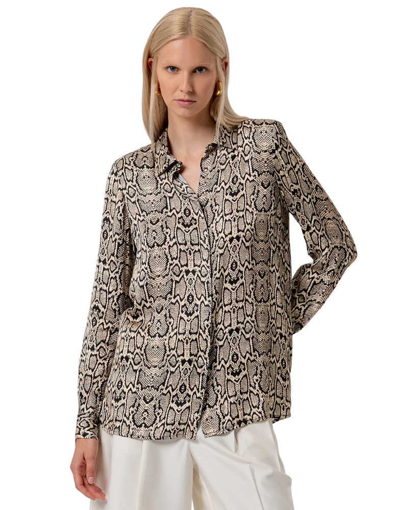 Fracomina Camicia Regular in Viscosa con Stampa Animalier