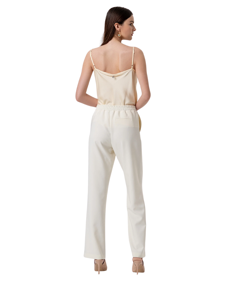 Fracomina Pantalone Regular con Coulisse in Vita Colore Bianco Panna