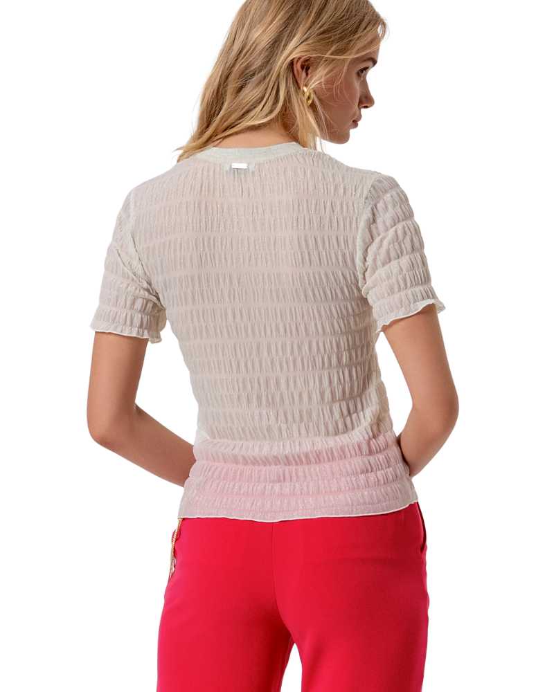 Fracomina T-shirt slim in Tessuto Goffrato Colore Bianco