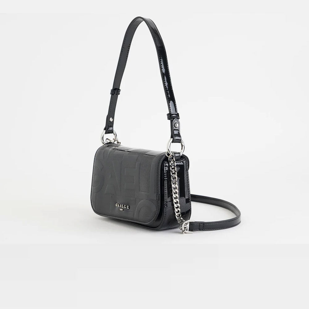 Gaelle Borsa a Spalla Monogram in Vernice Colore Nero