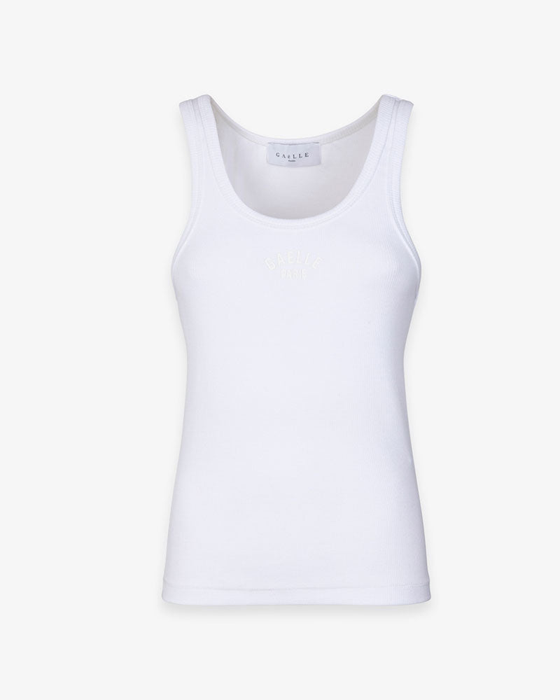 Gaelle Canotta in Costina con Applicazione Termo Silicone Colore Bianco