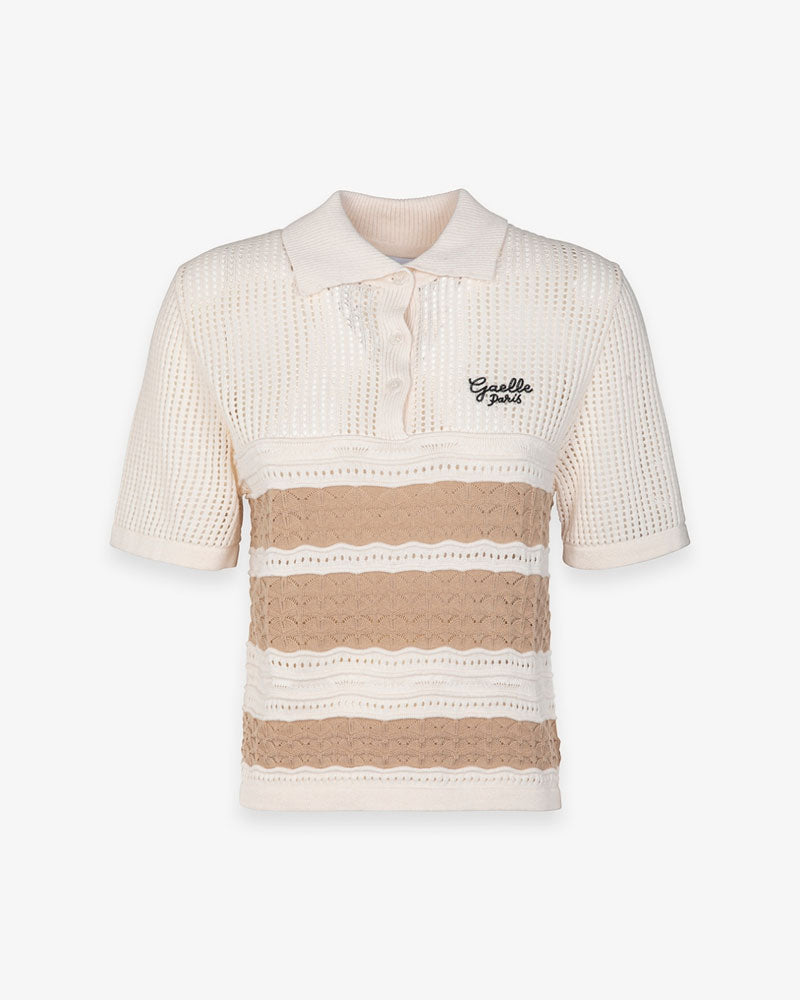 Gaelle Polo in Maglia a Righe Colore Beige