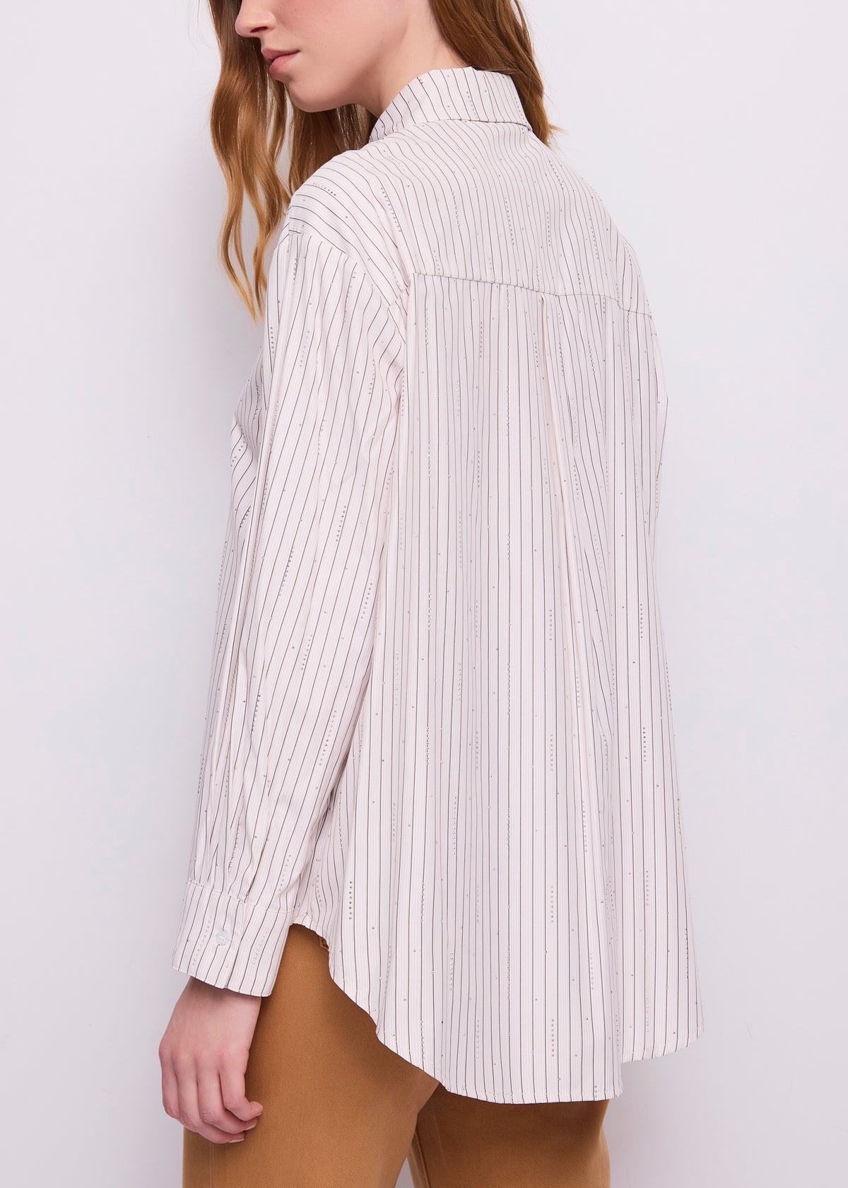 Gaudì Camicia Oversize a Righe con Strass Colore Bianco