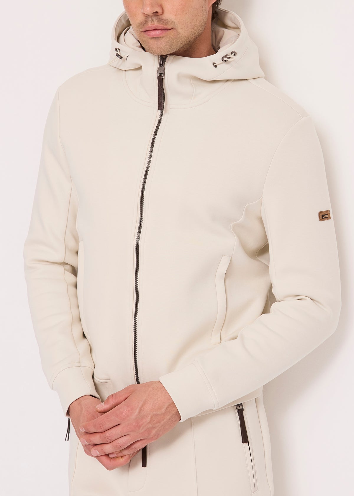 Gaudì Felpa con Cappuccio e Zip Bianco Panna