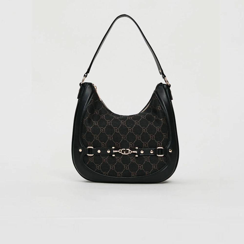 Gaudì Borsa Hobo Large con Logo Jacquard Colore Nero