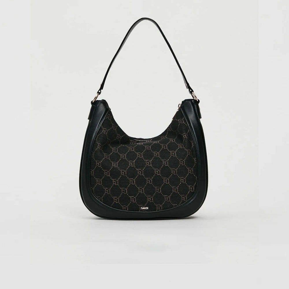 Gaudì Borsa Hobo Large con Logo Jacquard Colore Nero