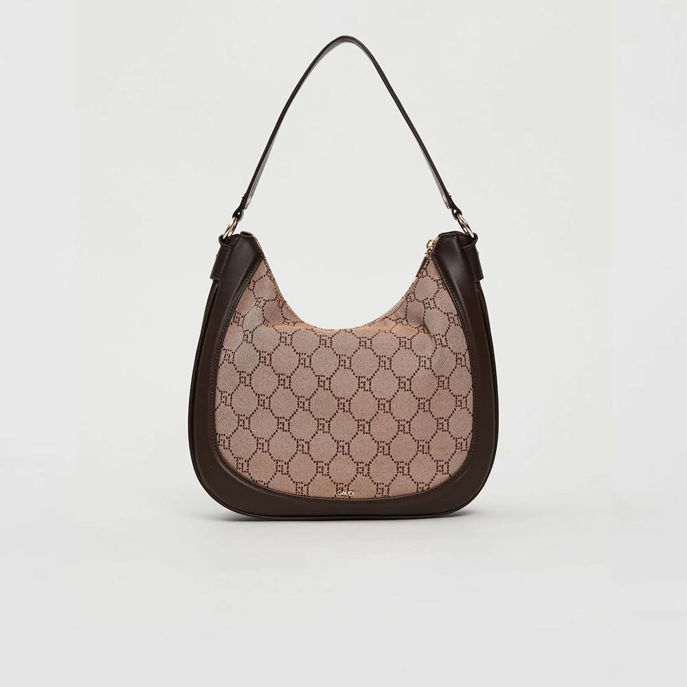 Gaudì Borsa Hobo Large con Logo Jacquard Colore Tan