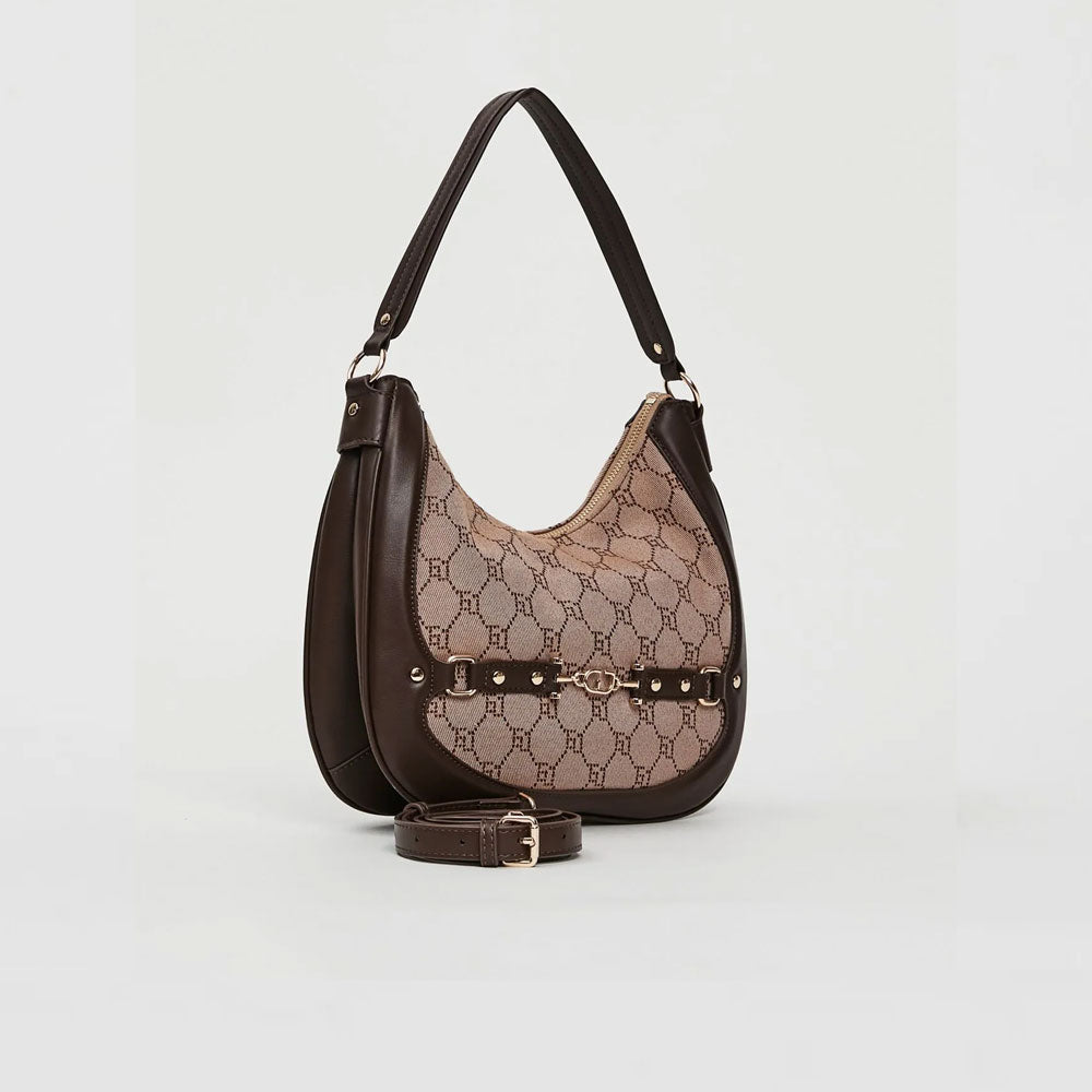 Gaudì Borsa Hobo Large con Logo Jacquard Colore Tan