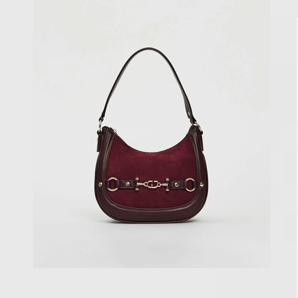 Gaudì Borsa Mini Hobo in Suede Colore Bordeaux