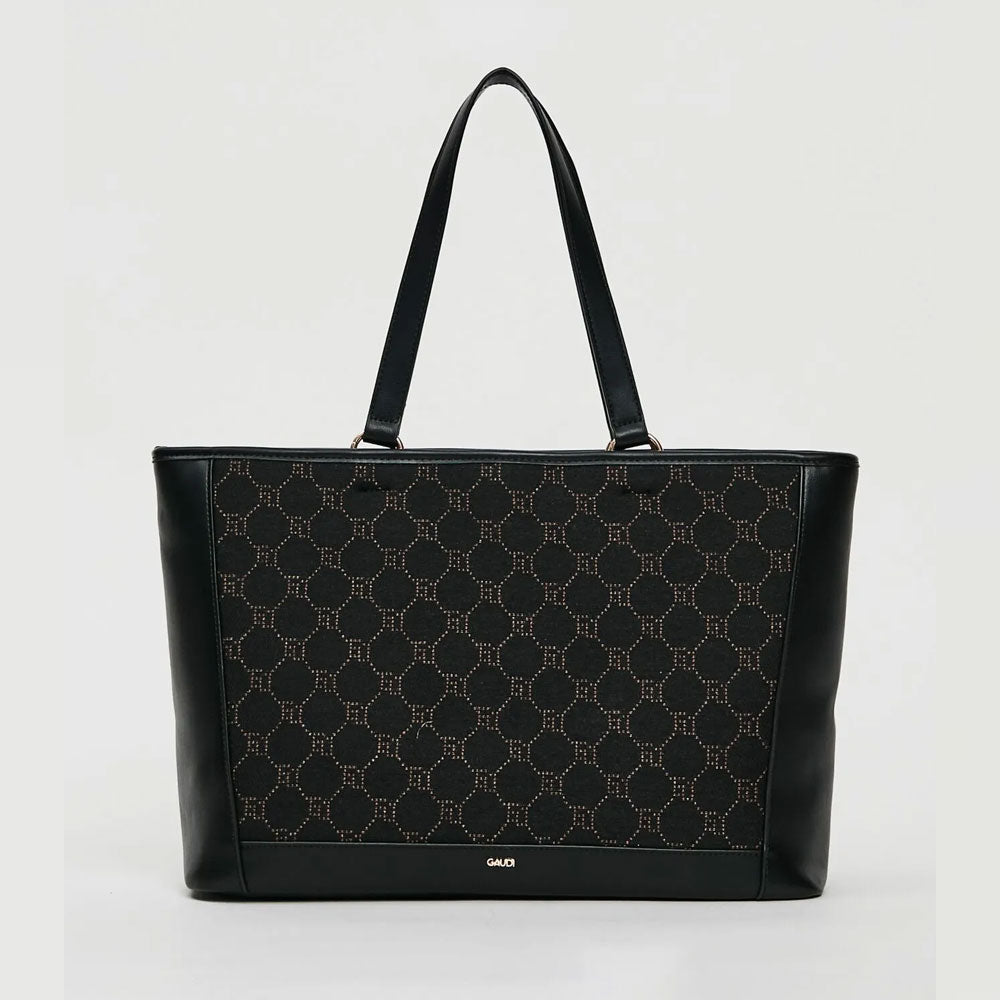 Gaudì Borsa Shopping con Logo Jacquard Colore Nero