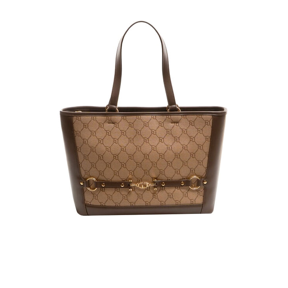 Gaudì Borsa Shopping con Logo Jacquard Colore Tan