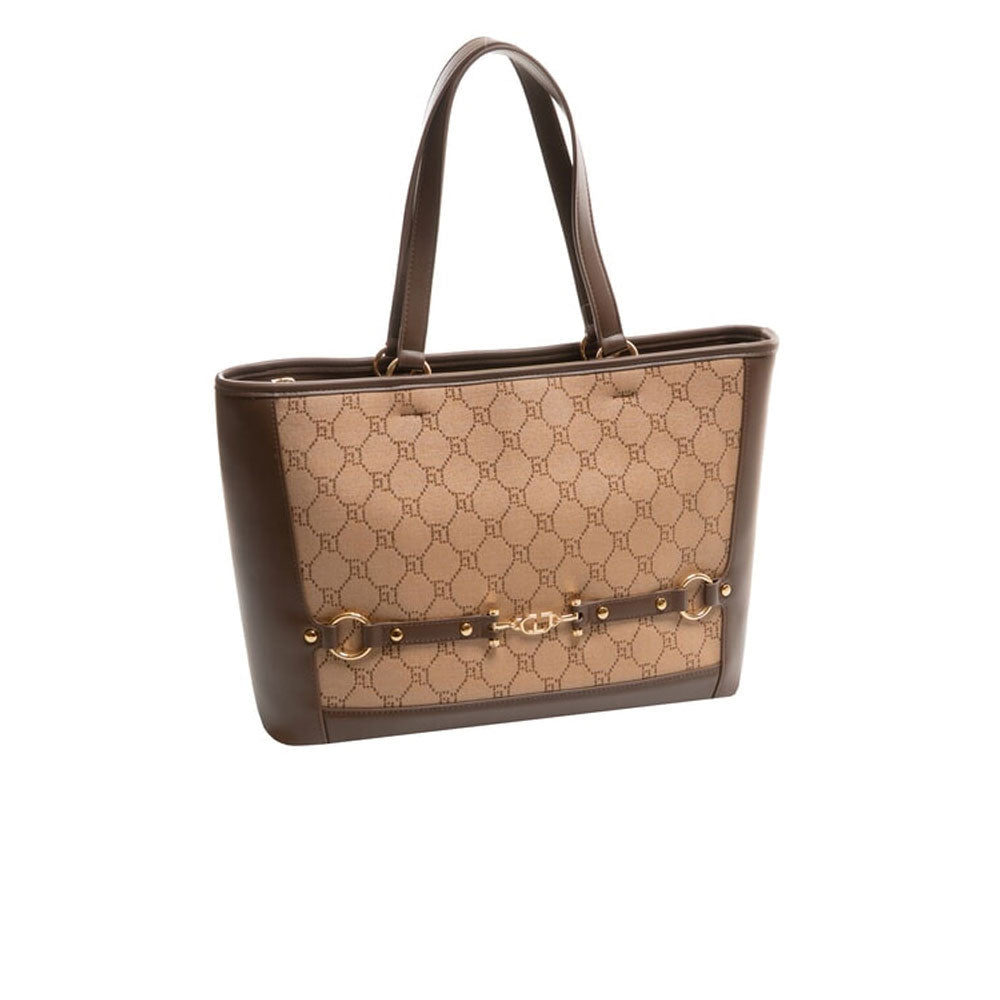 Gaudì Borsa Shopping con Logo Jacquard Colore Tan