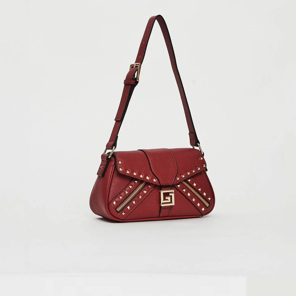 Gaudì Borsa a Spalla con Borchie Colore Bordeaux