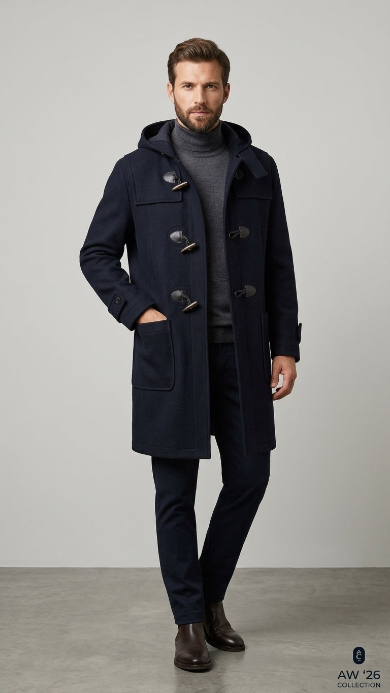 Bernese  Montgomery Uomo con Cappuccio e Alamari Colore Blu