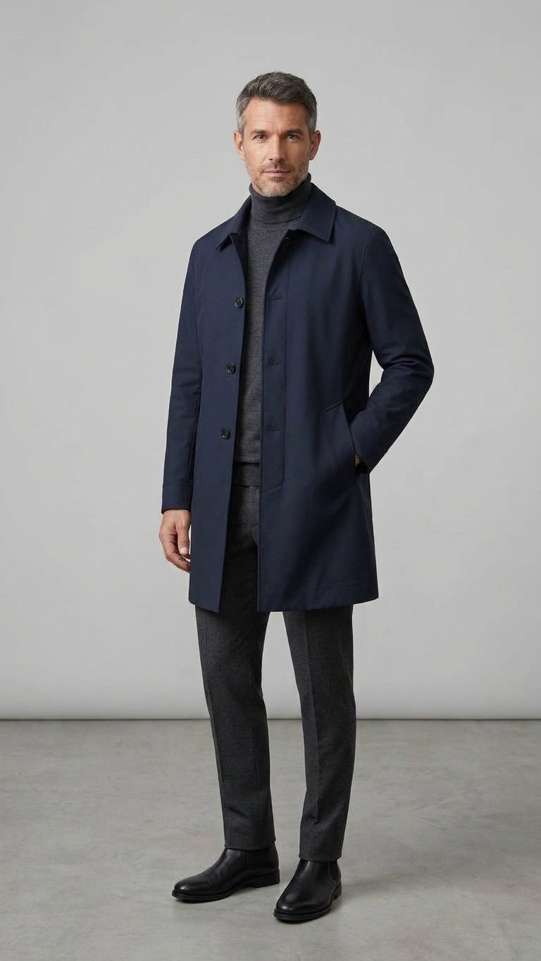 Bernese Cappotto Uomo Elegante con Bottoni Colore Blu