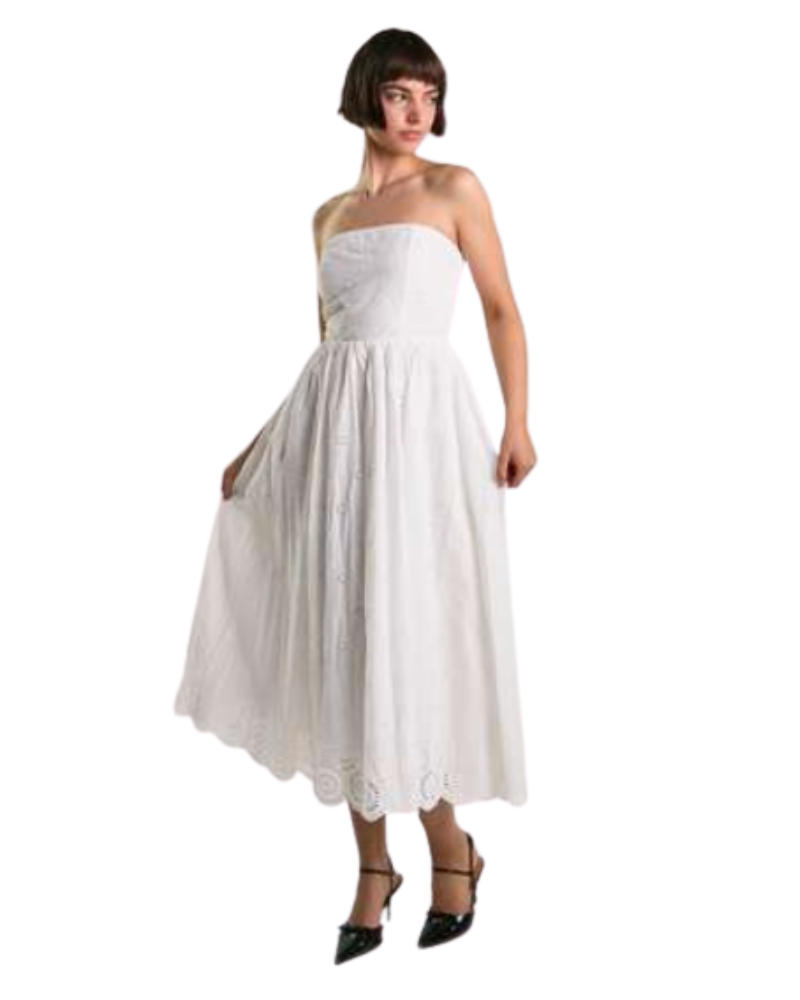 Glamours Abito Midi Colore Bianco