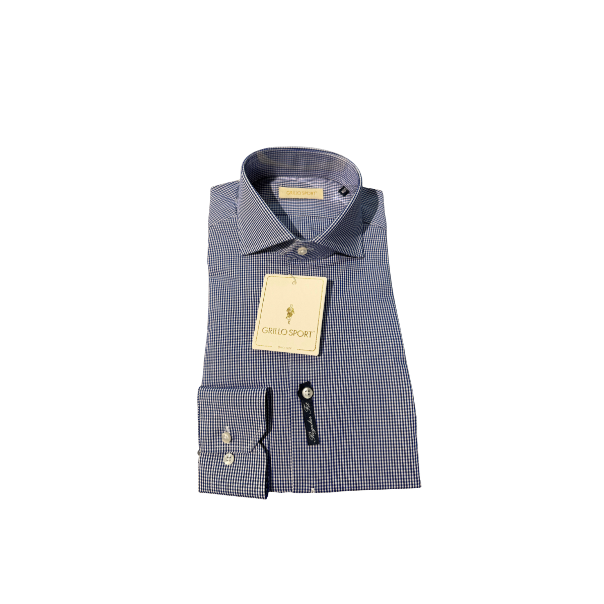 Grillo Sport Camicia Uomo Regular Fit a Microquadri Colore  Blu e Bianco