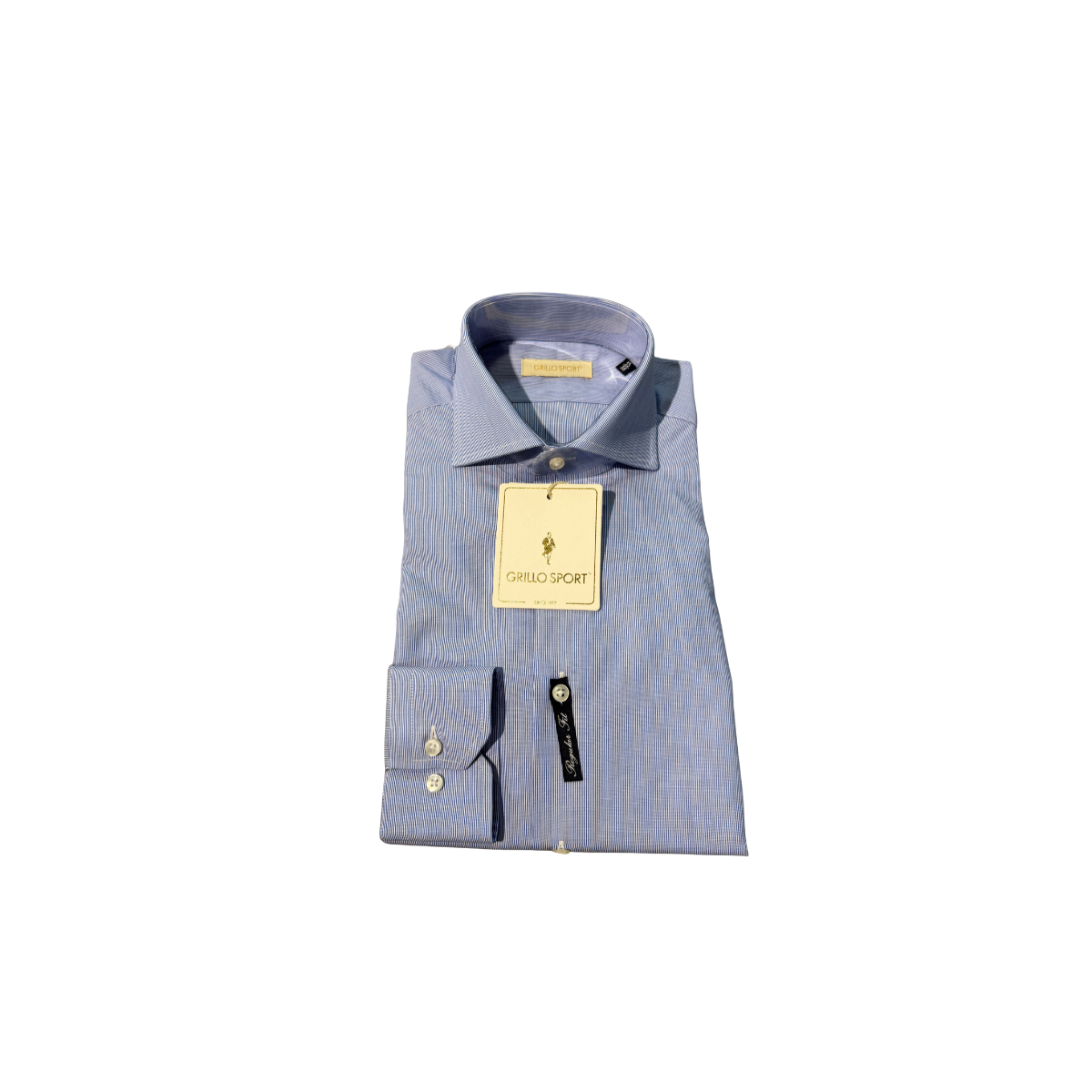 Grillo Sport Camicia Uomo Regular Fit a Righe Sottili Blu e Bianche