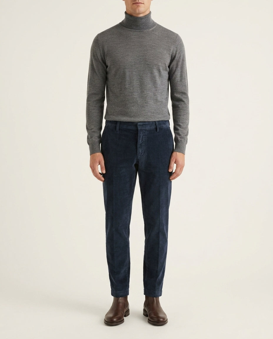 Grillo Sport Pantalone Uomo in Velluto Blu Navy