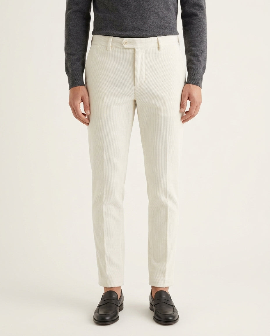 Grillo Sport Pantalone Uomo in Velluto Colore Bianco Panna