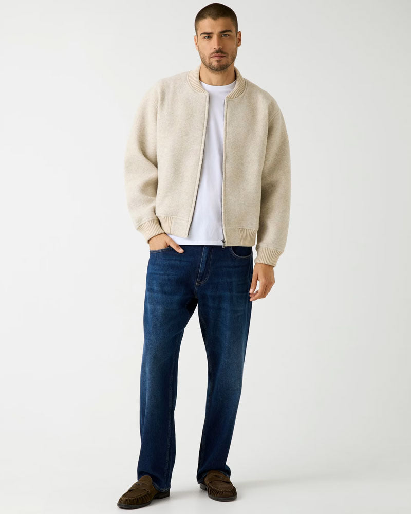 Guess Bomber in Misto Lana da Uomo Colore Panna