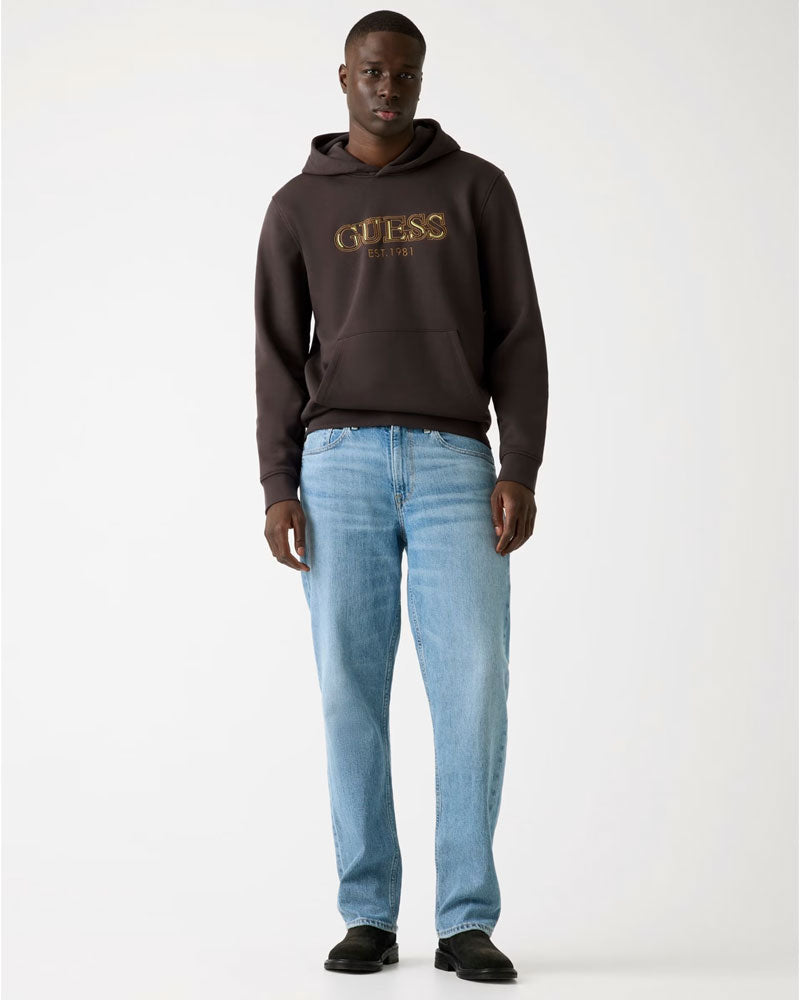 Guess Felpa con Cappuccio Regular Fit da Uomo Colore Marrone